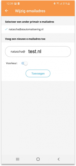 email wijzigen app